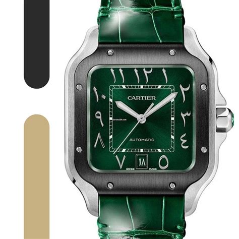 cartier santos arabic dial green|cartier santos middle east edition.